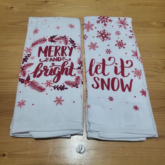 Holiday Time Kitchen Towel Merry & Bright Let It Snow Set of 2 - Picture 2 of 8